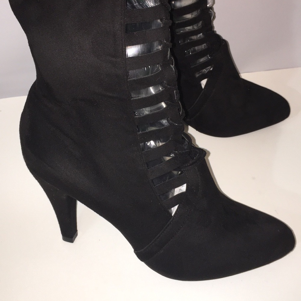 Lane Bryant Black Cutout LaceUp Over Knee Boot